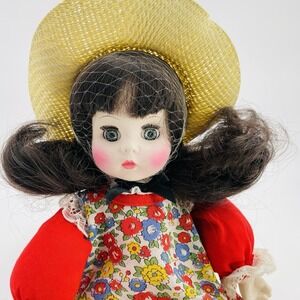 Vintage Horsman Doll Sleepy Eyes Rooted Hair Cloth Body Floral Dress